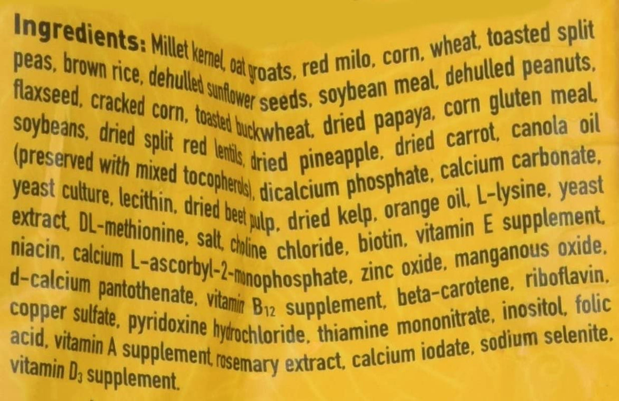 Hari Hagen Tropimix Enrichment Food for Cockatiels & Lovebirds, 2 Lb. - HARI Parrot Food with Seeds, Fruit, Nuts, Vegetables, Grains, and Legumes