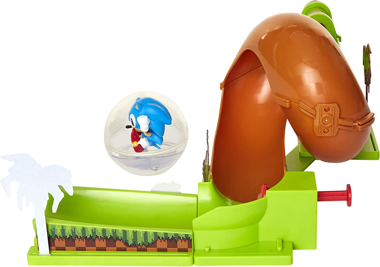 Sonic the Hedgehog Pinball Green Hill Zone , Track Play Set, 9 Piece, with Looping Action & Automatic Bumper Exclusive Sonic Sphere Included, for Ages 3+