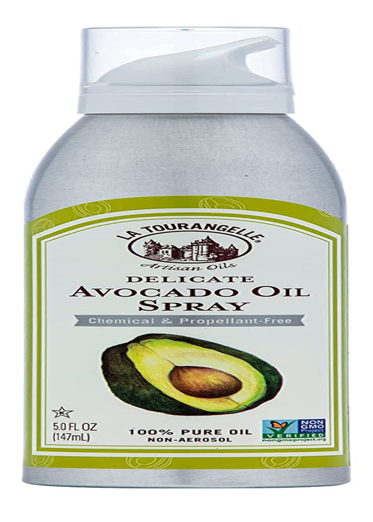 La Tourangelle, Avocado Oil Spray, All-Natural Handcrafted from Premium Avocados, Great for Cooking, Butter Substitute, and Skin and Hair Care, Spray Cooking and Grilling Oil, 5 Fl Oz