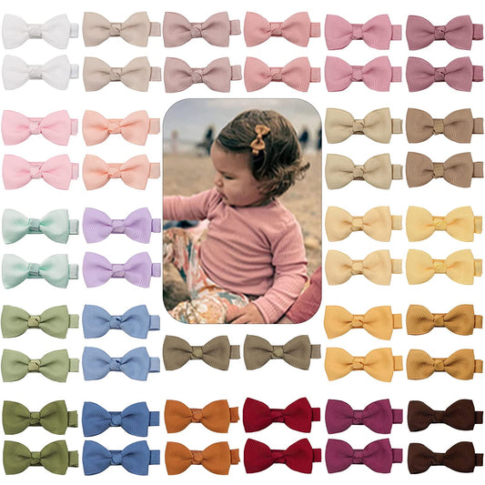 CELLOT Baby Hair Clips Baby Girls Fully Lined Baby Bows Hair Pins Tiny 2" Hair Bows Alligator Clips for Girls Infants Toddlers (2 Inch (Pack of 50), Pastel Colors)