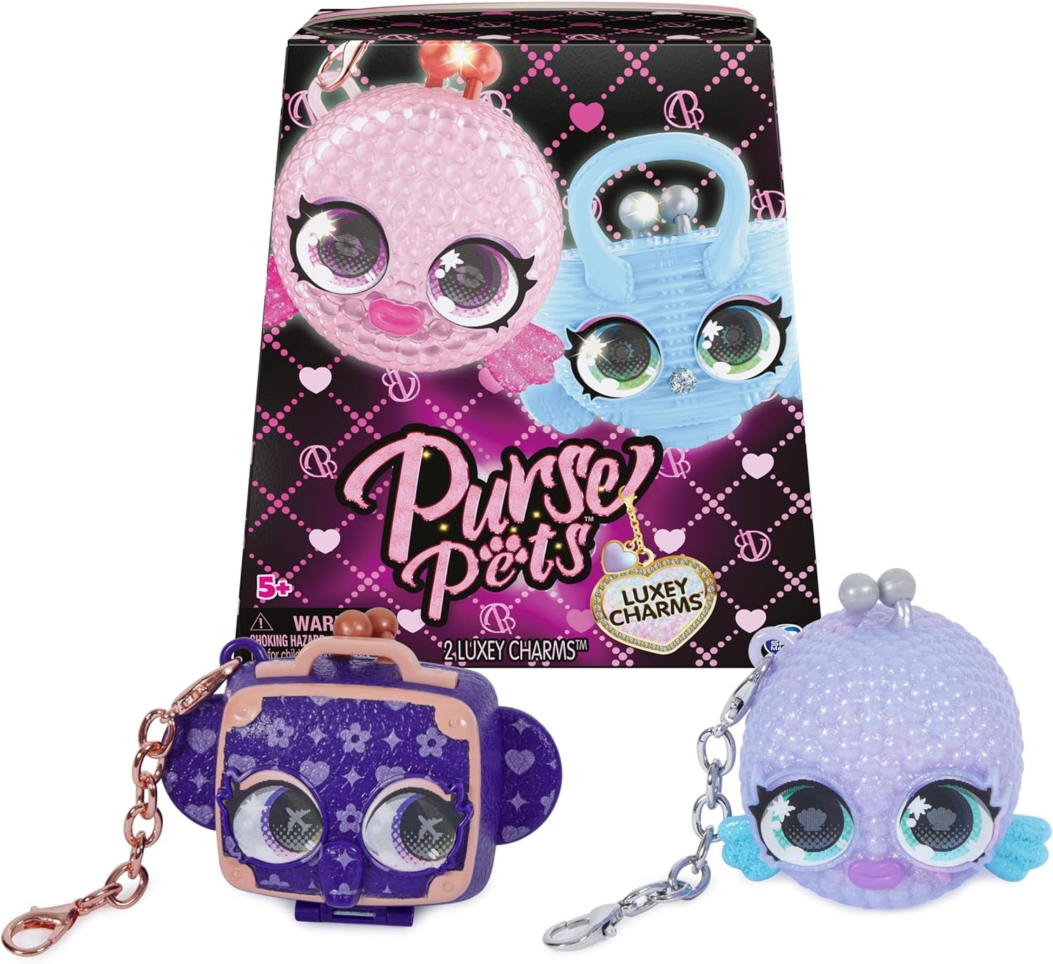 Purse Pets Luxey Charms, 2-Pack Collectible Girls Purse Accessories & Shoulder Bag Charms (Styles May Vary), Blind Box, Stocking Stuffers for Kids