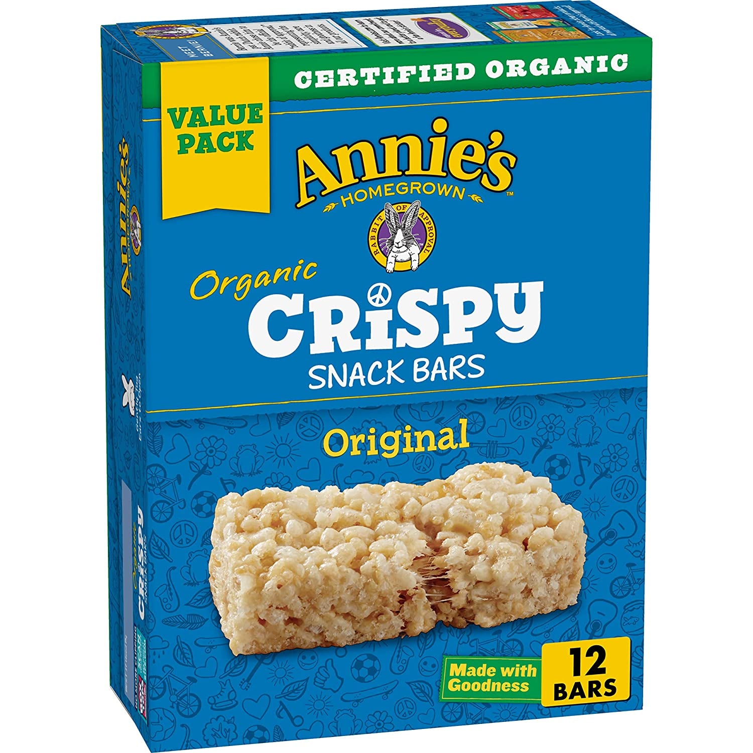 Annie'S Organic Original Crispy Snack Bars, Gluten Free, Value Pack, 12 Bars, 9.36 Oz.