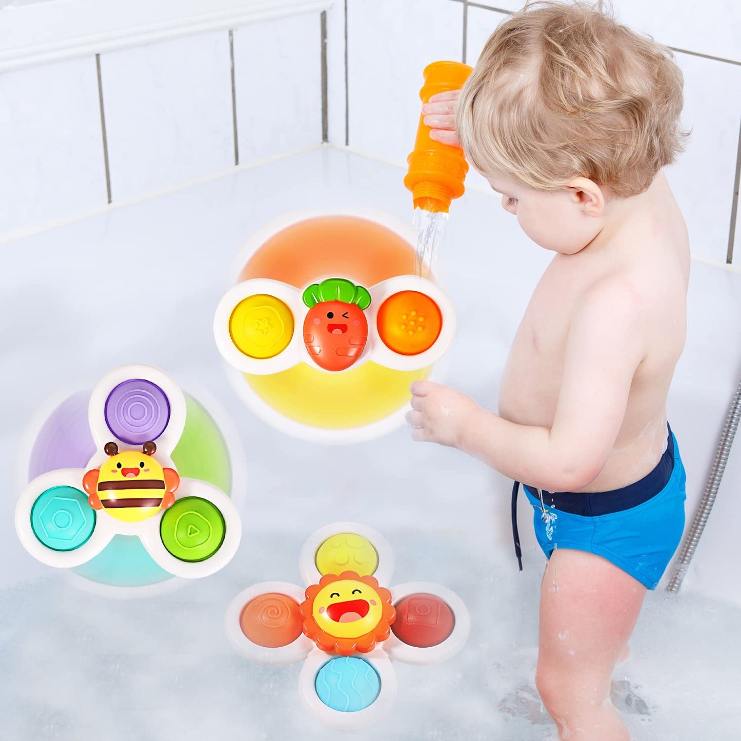 3PCS ALASOU Simple Pop up Suction Cup Spinner Toys for 1 2 Year Old Boy Girl|Novelty Spinning Tops Toddler Toys Age 1-2|1 2 Year Old Boy Birthday Gift for Infant|Sensory Toys for Toddlers 1-3