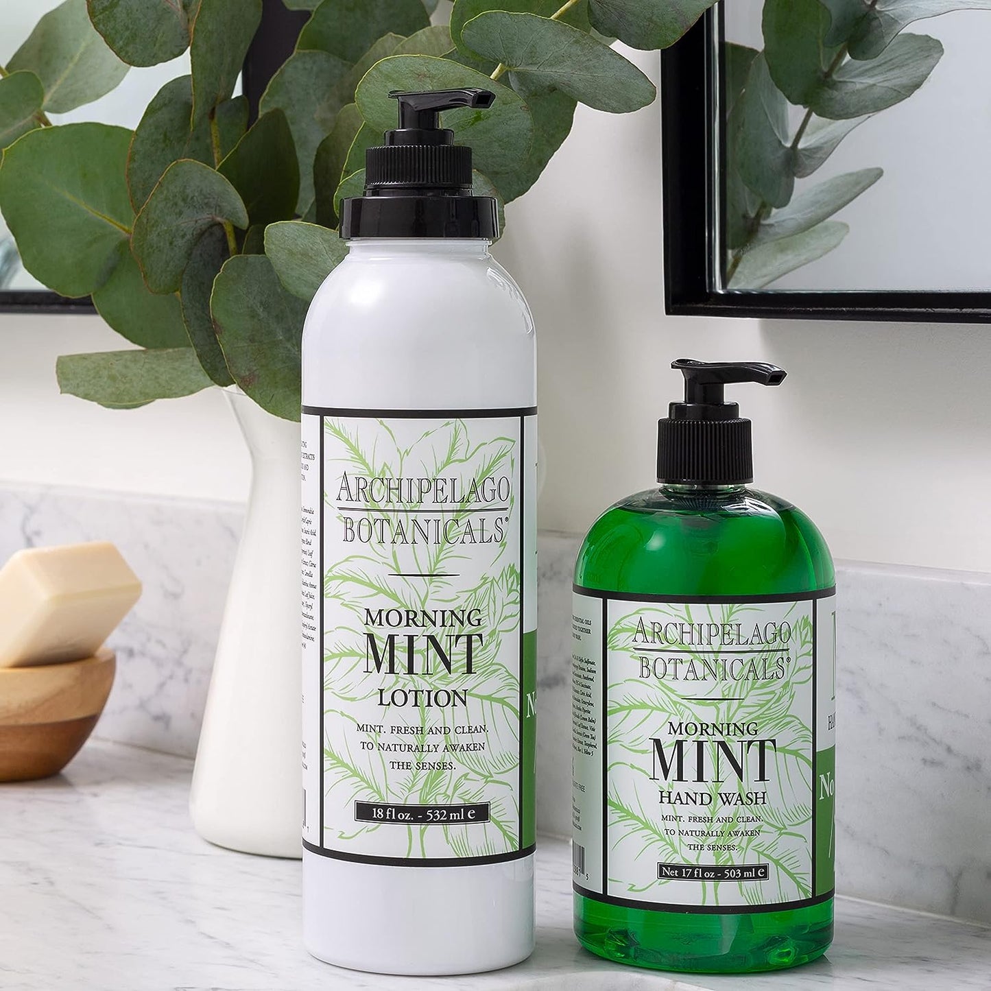 Archipelago Botanicals Morning Mint Hand Wash | Gentle, Daily Hand Soap | Cleanse and Hydrate (17 Fl Oz)