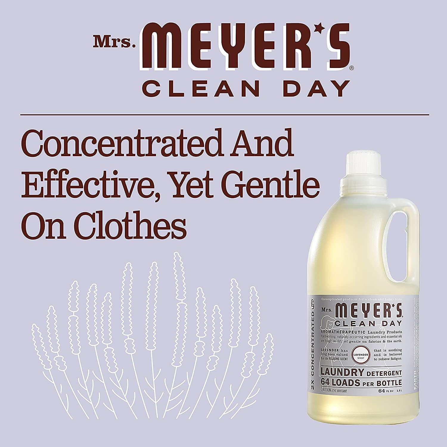 Mrs. Meyer'S Liquid Laundry Detergent, Biodegradable Formula Infused with Essential Oils, Lavender, 64 Oz (64 Loads)