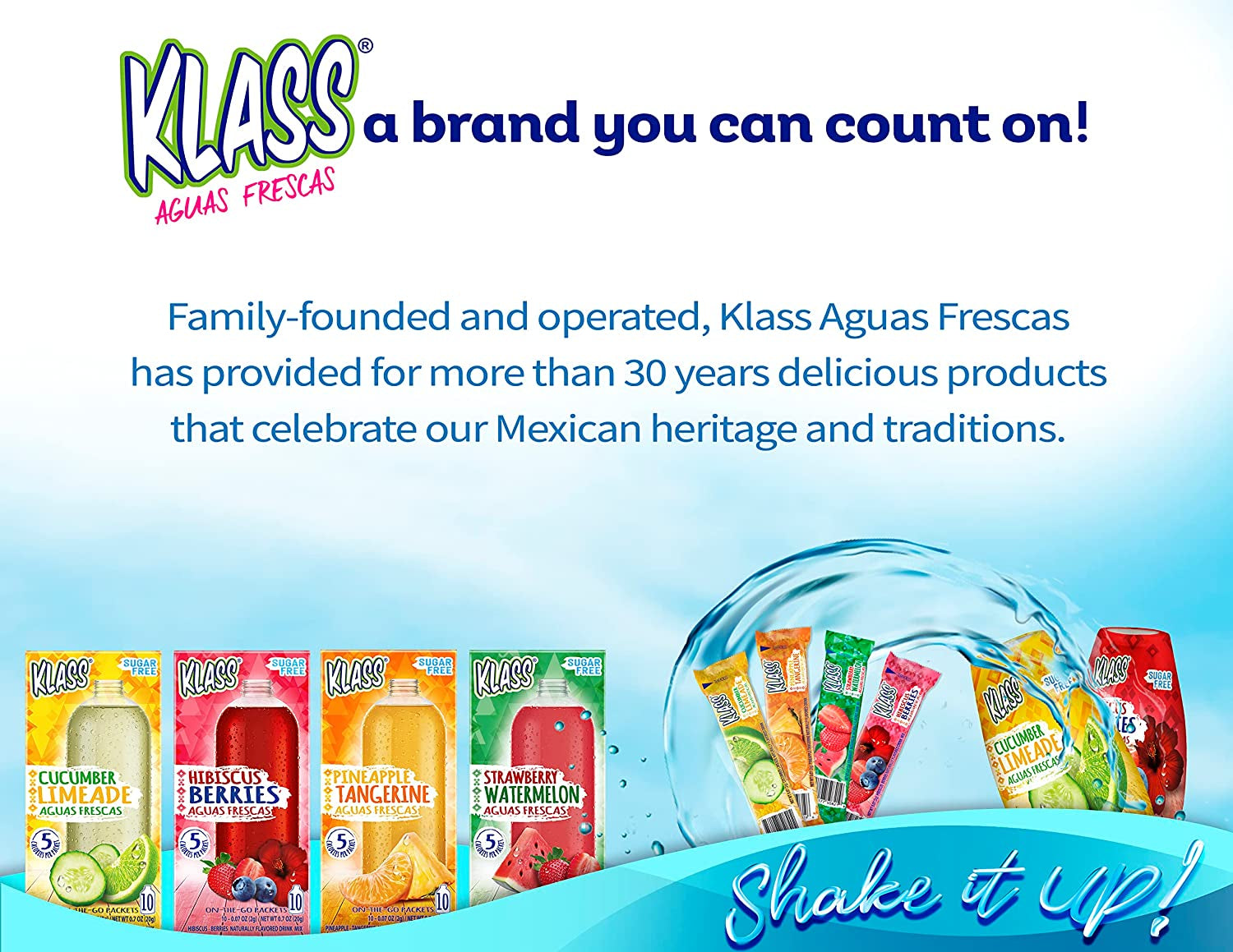 Klass Aguas Frescas Liquid Water Enhancer Sugar-Free Naturally Flavored Cucumber-Limeade Keto Friendly|1.62 Oz Pack of 4 (Makes 24 Servings Each) 0 Calories per Serving