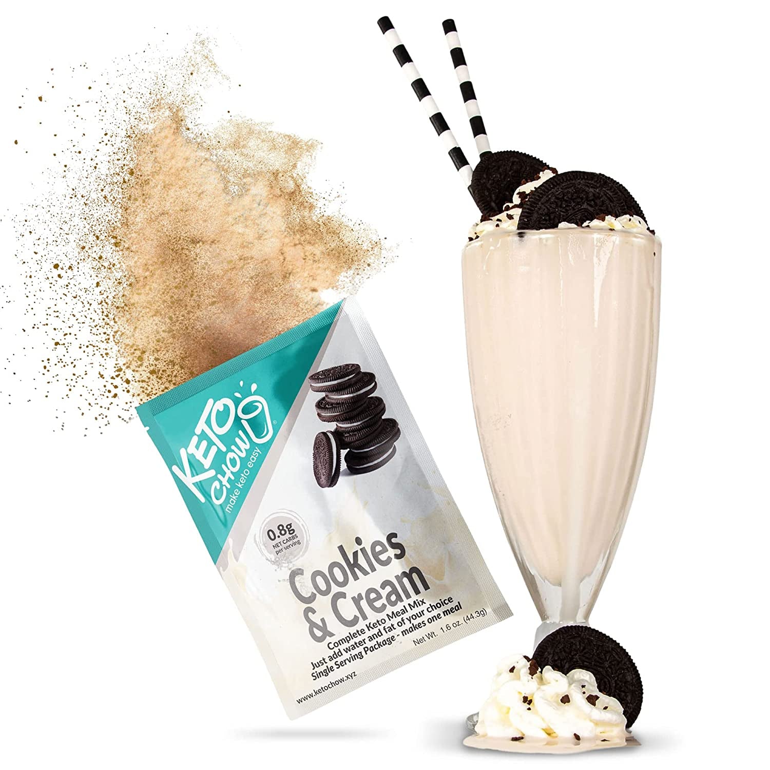 Keto Chow Cookies and Cream | Keto Meal Replacement Shake Powder | Nutritionally Complete Keto Food | Low Carb Keto Meals | Delicious Easy Meal Substitute Drink | Protein Rich You Choose the Fat| Single Meal Sample