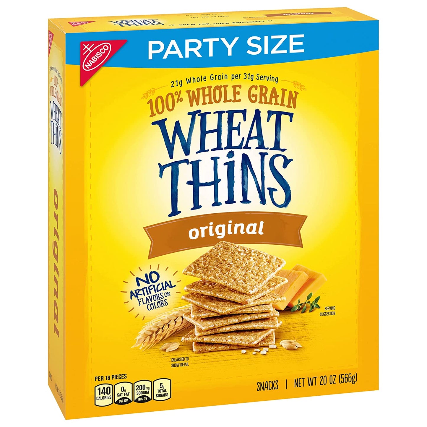 Wheat Thins Original Whole Grain Wheat Crackers, Party Size, 20 Oz Box