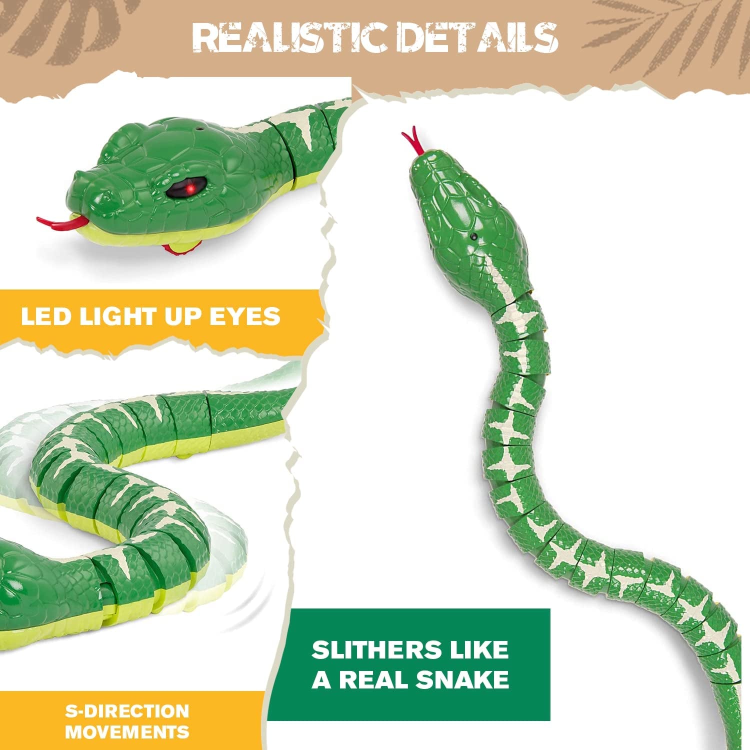 Terra by Battat Remote Control Emerald Tree Boa - Electronic Snake Toy for Kids Ages 6+