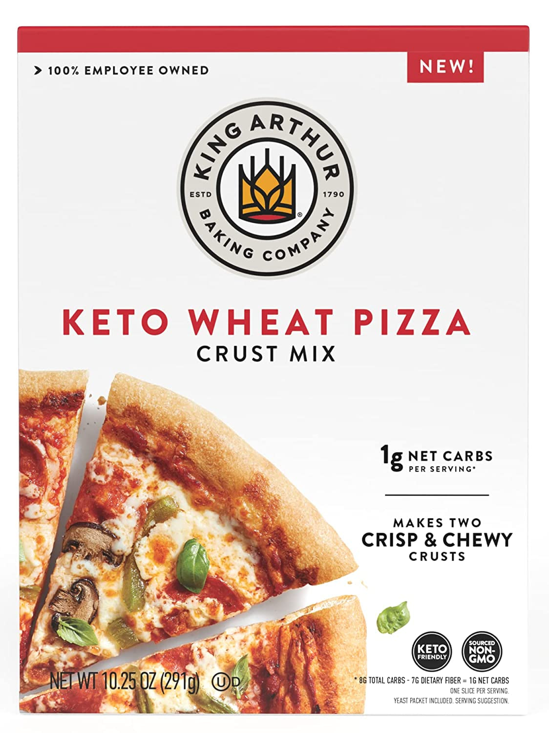 King Arthur Baking Keto Pizza Crust Mix, 1G Net Carbs per Serving, Low Carb & Keto Friendly, 10.25 Oz