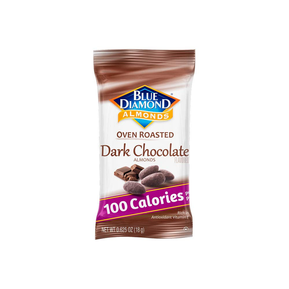 Blue Diamond Almonds Dark Chocolate Cocoa Dusted Snack Nuts, 100 Calorie Packs, 32 Count