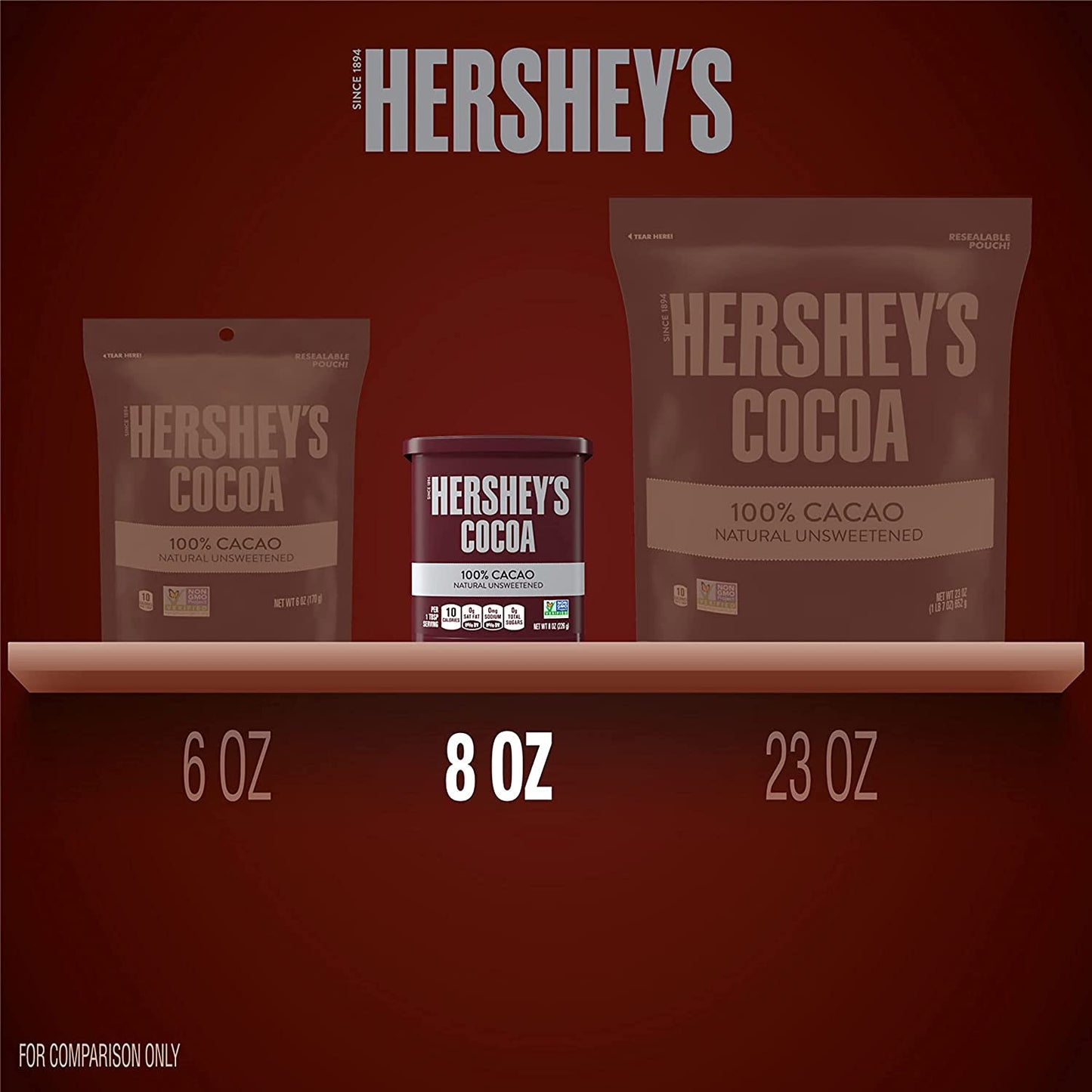 HERSHEY'S Natural Unsweetened Cocoa Container, 8 Oz