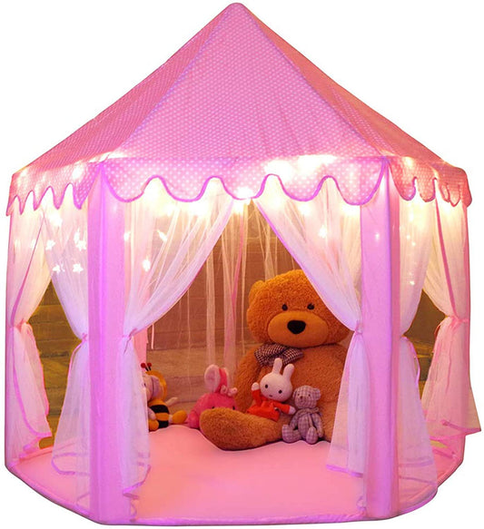 Monobeach Princess Tent Girls Large Playhouse Kids Castle Play Tent with Star Lights Toy for Children Indoor and Outdoor Games, 55'' X 53'' (Dxh)