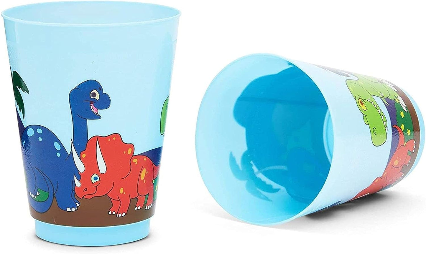 BLUE PANDA Dinosaur Reusable Plastic Party Cups – Pack of 16 – Blue