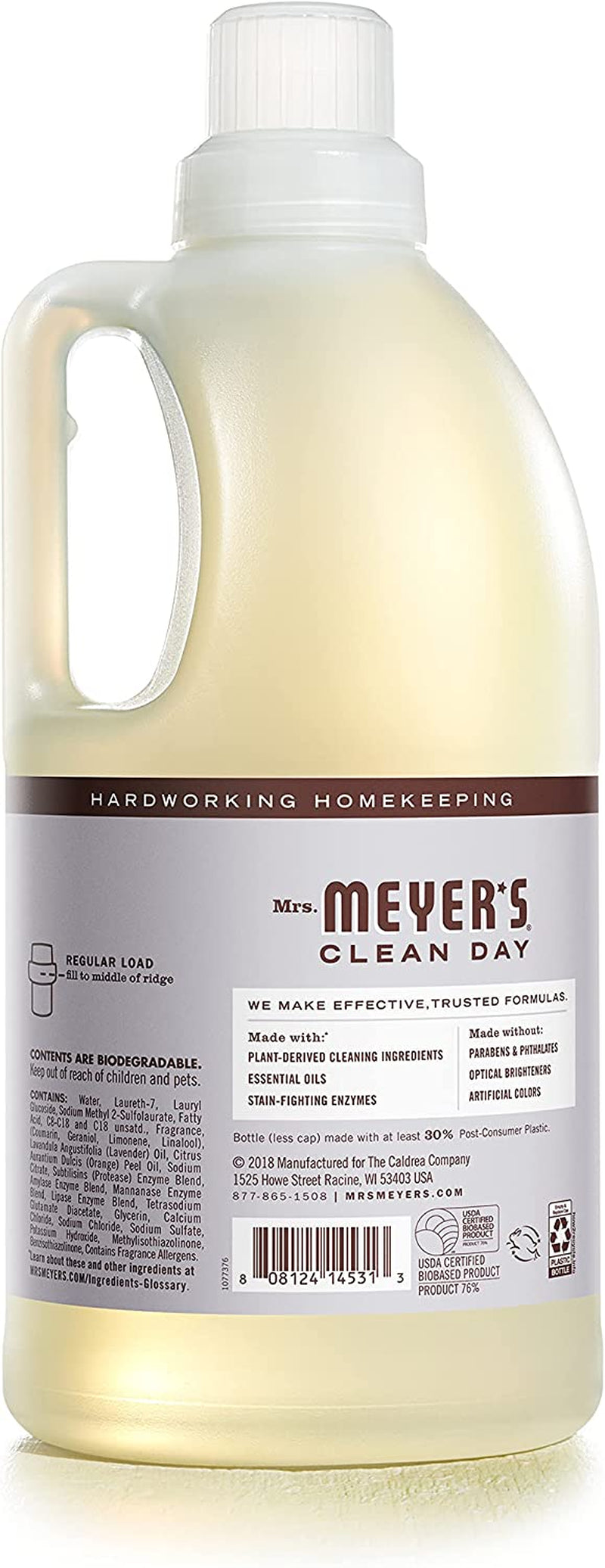 Mrs. Meyer'S Liquid Laundry Detergent, Biodegradable Formula Infused with Essential Oils, Lavender, 64 Oz (64 Loads)