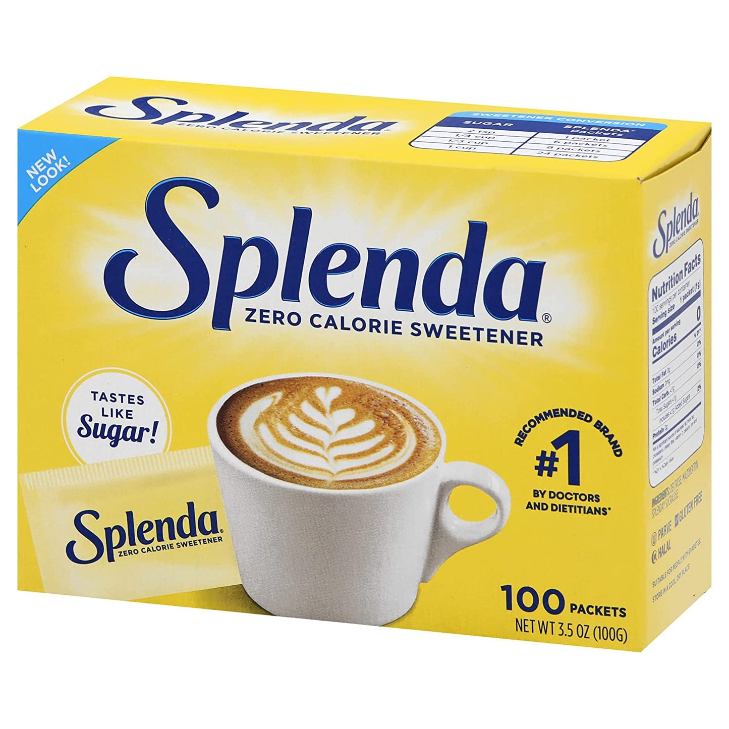 SPLENDA No Calorie Sweetener, Single-Serve Packets (100 Count), 3.5 Ounce