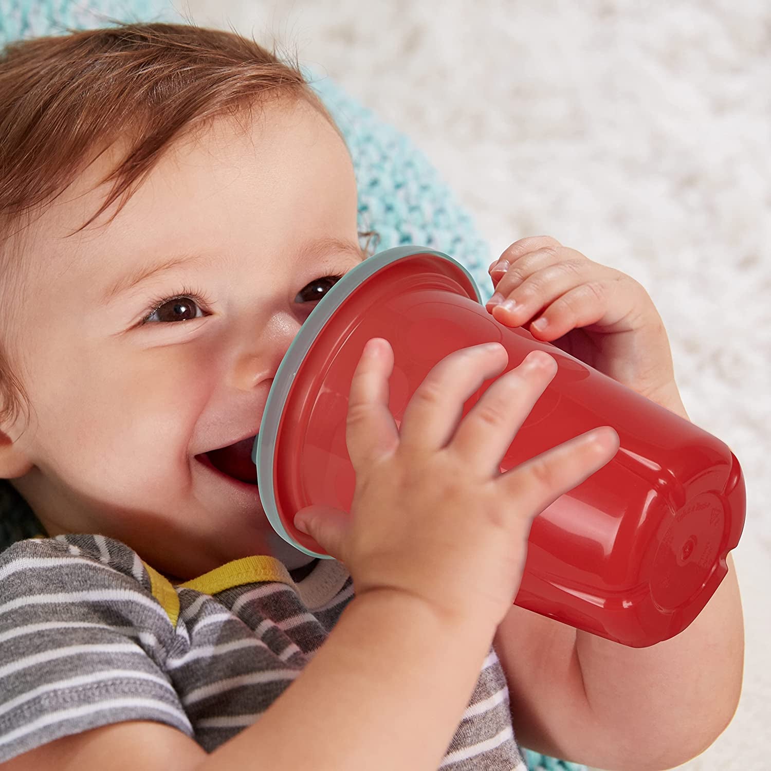 The First Years Take & Toss Spill Proof Sippy Cups - Rainbow Party Pack - Reusable Toddler Cups - Kids Cups and Snap on Lids for Ages 9 Months and up - 20 Count