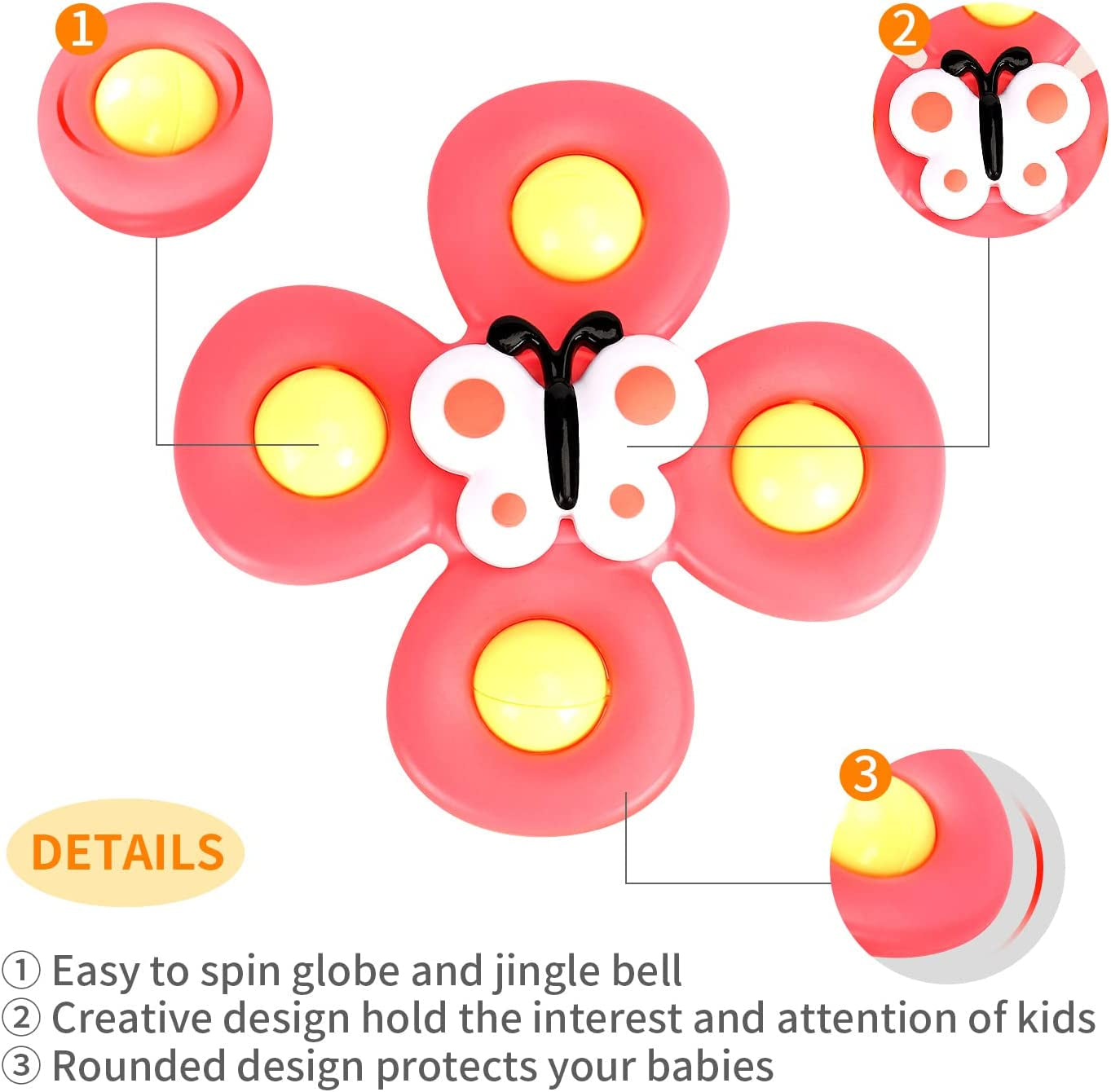 3PCS ALASOU Suction Cup Spinner Toys for 1 2 Year Old Boy&Girl|Spinning Tops Toddler Toys Age 1-2|1 2 Year Old Boy Birthday Gift for Infant|Sensory Baby Bath Toys for Toddlers 1-3