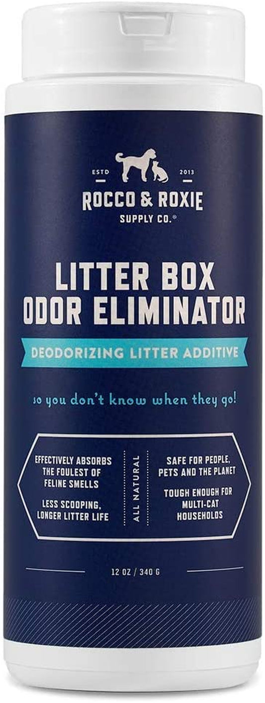 Rocco & Roxie Litter Box Odor Eliminator – Best Natural Urine Deodorizer for Cat Litter Boxes – You Won’T Need to Change the Cat Litter as Often – Fresh Scent – Safe for Kitty (12 Oz Bottle)