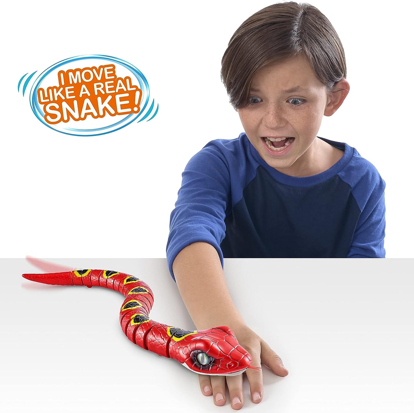 Robo Alive Slithering Snake Series 3 Red by ZURU Battery-Powered Robotic Light up Reptile Toy That Moves (Red), Multi-Color, 7150A