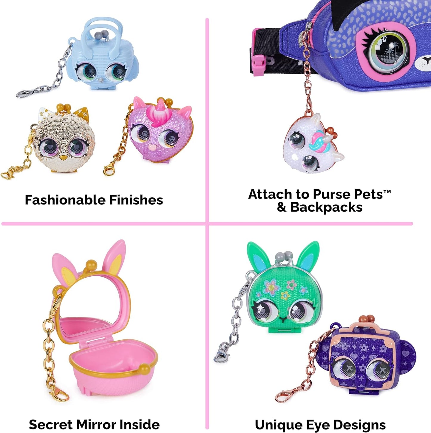 Purse Pets Luxey Charms, 2-Pack Collectible Girls Purse Accessories & Shoulder Bag Charms (Styles May Vary), Blind Box, Stocking Stuffers for Kids