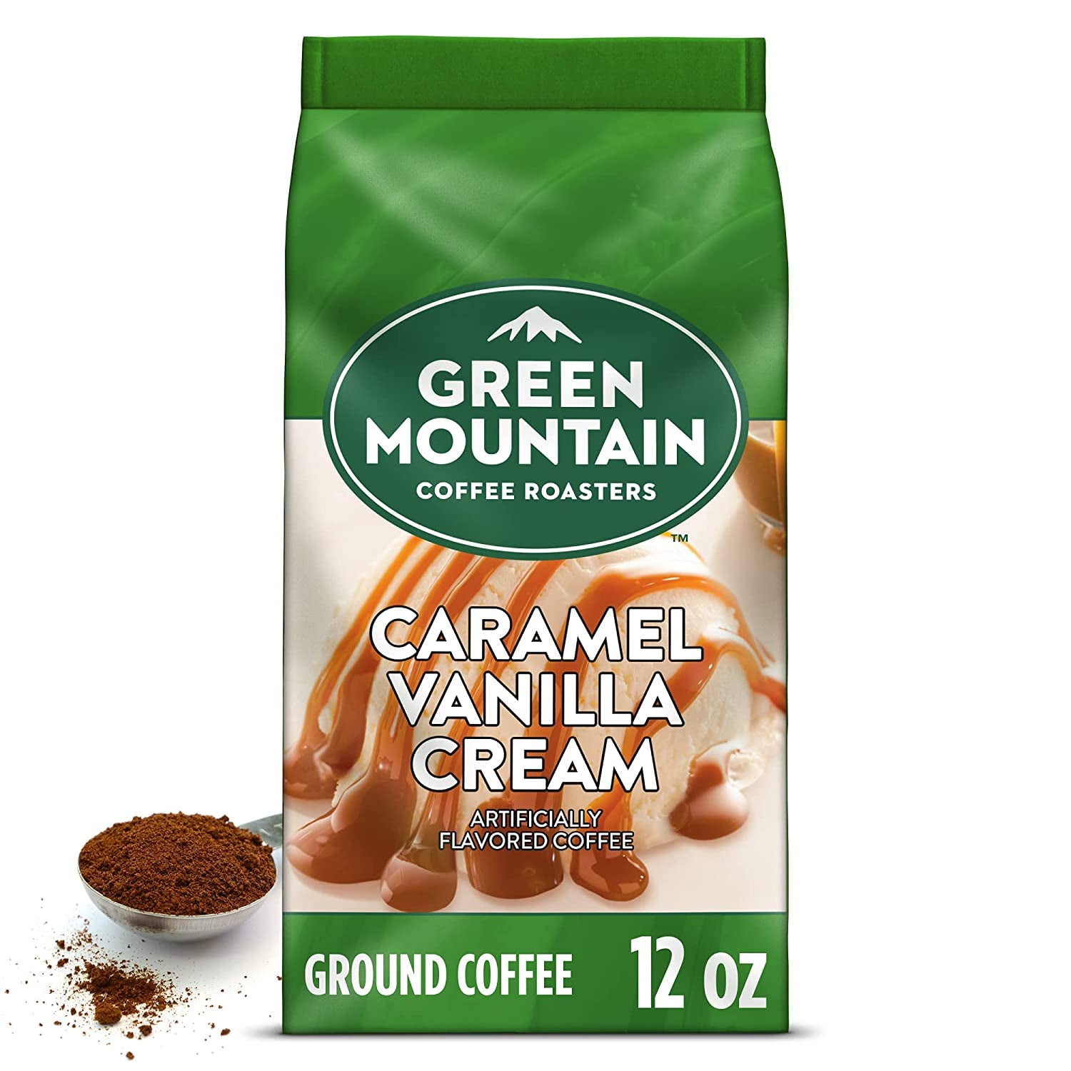 Green Mountain Coffee Roasters, Caramel Vanilla Cream, Ground Flavored Coffee, Light Roast, Bagged 12Oz.