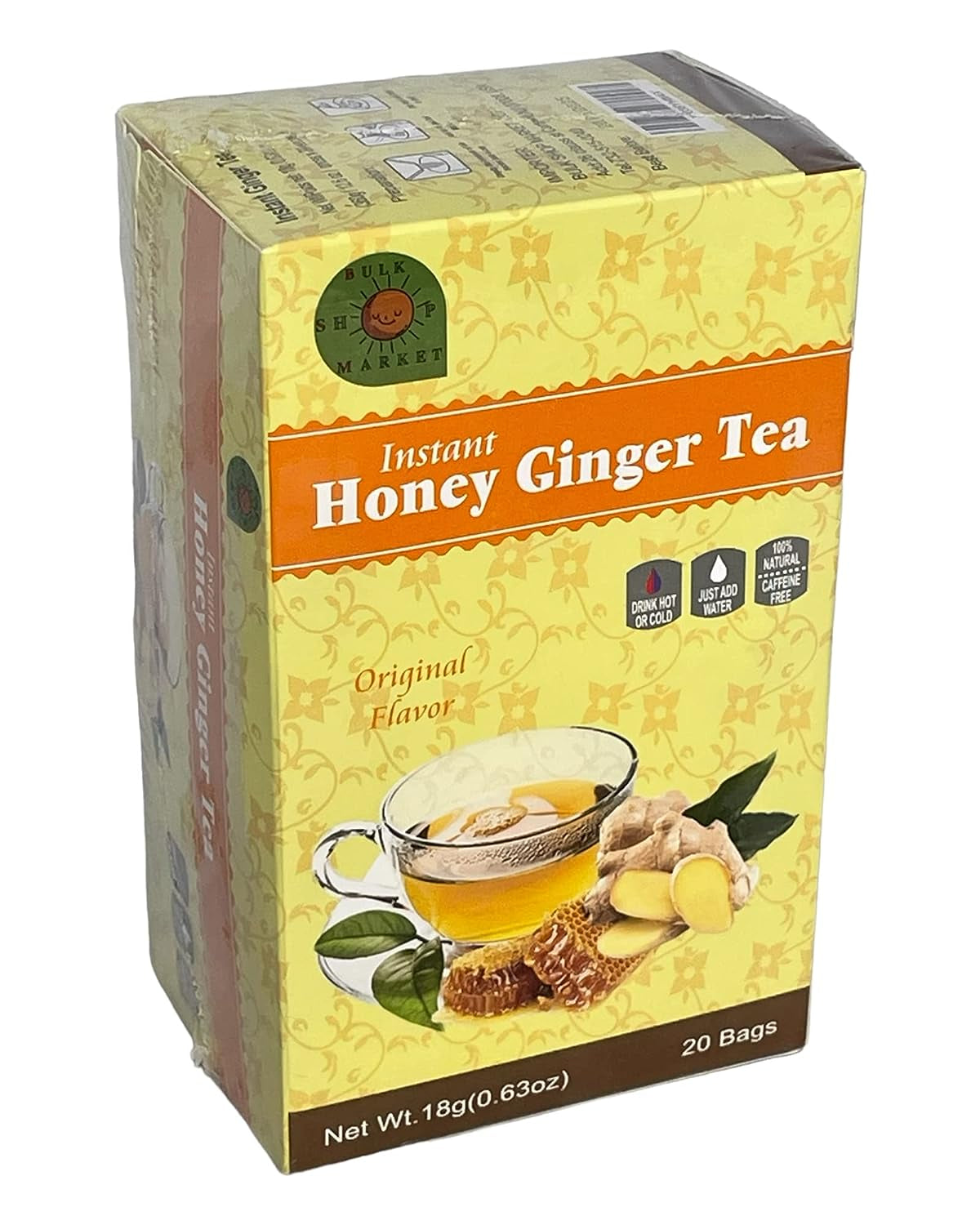 BULKSHOPMARKET INSTANT HONEY GINGER TEA 20 SACHETS 100% PURE for HOT or COLD (1)