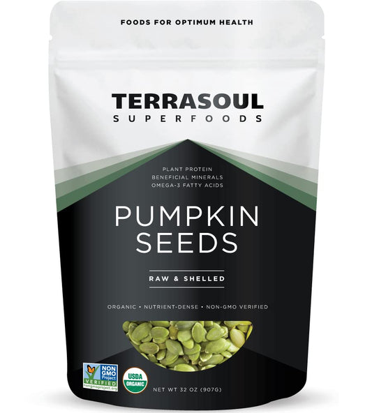 Terrasoul Superfoods Organic Pumpkin Seeds, 2 Lbs - Premium Quality | Shelled | Raw | Unsalted