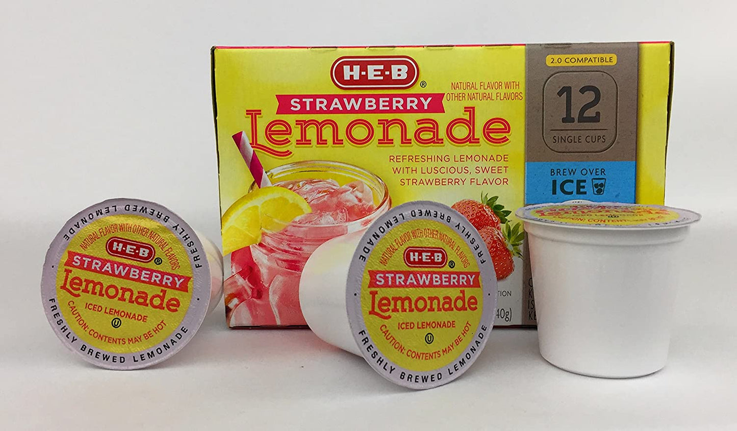 HEB Brew over Ice, Strawberry Lemonade Single Serve Cups Compatible with Keurig 2.0, 12 Cts