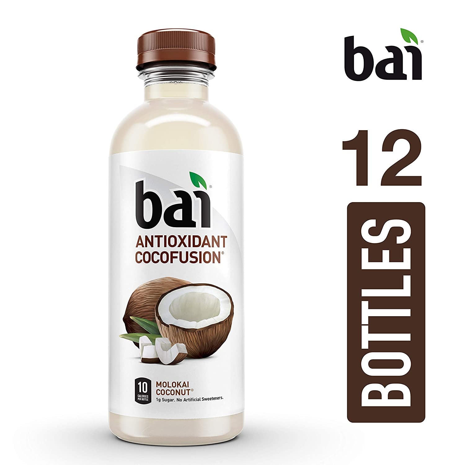 Bai Coconut Flavored Water, Molokai Coconut, Antioxidant Infused Drinks, 18 Fl Oz (Pack of 12)