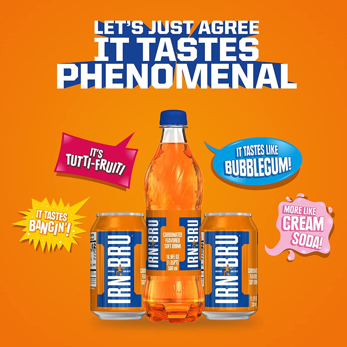 IRN-BRU from AG Barr the Original and Best Sparkling Flavored Soft Drink | a Scottish Favorite | 16.9 Fluid Ounce (Pack of 12)