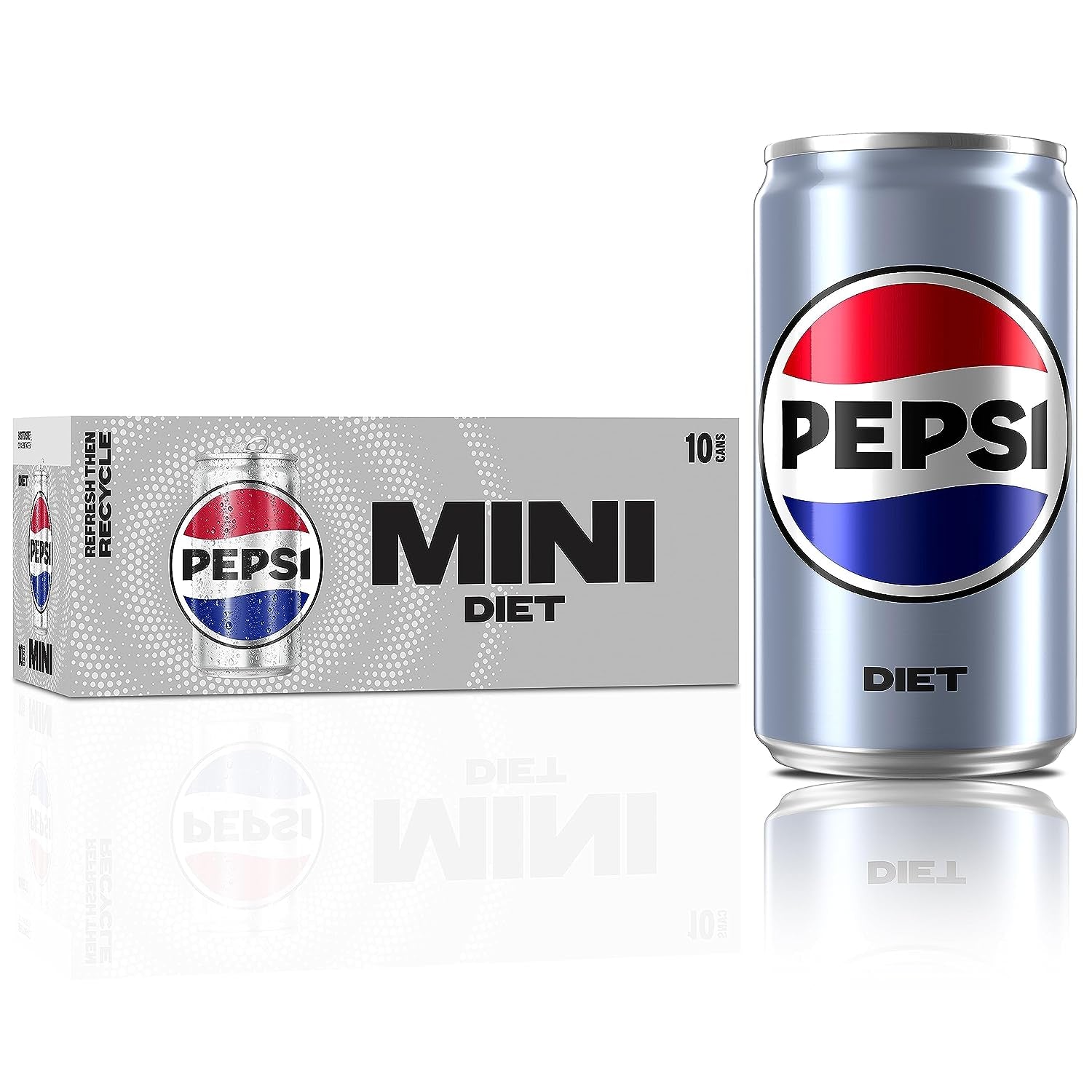 Diet Pepsi Soda, 7.5 Ounce Mini Cans, 10 Pack