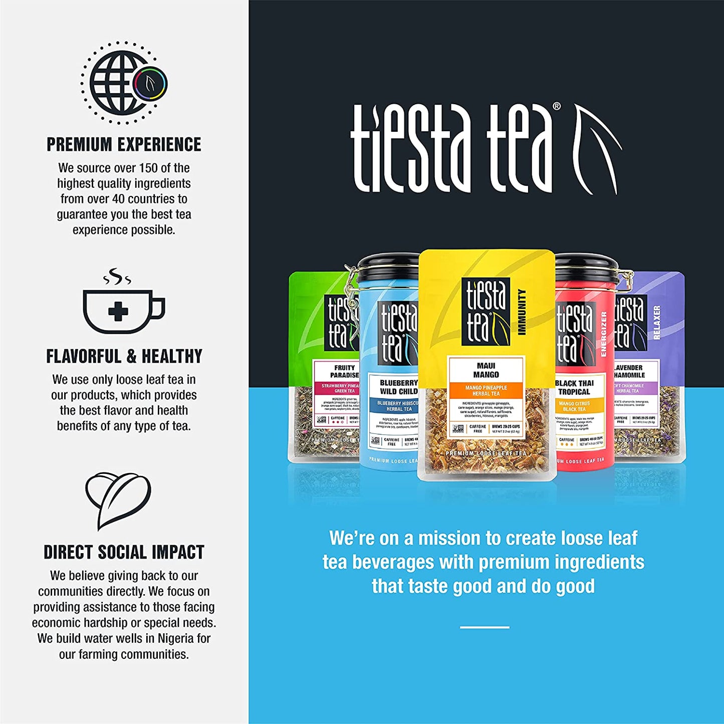 Tiesta Tea - Nutty Almond Cream, Cinnamon Almond Herbal Tea, Loose Leaf, up to 200 Cups, Make Hot or Iced, Non-Caffeinated, 16 Ounce Resealable Bulk Pouch