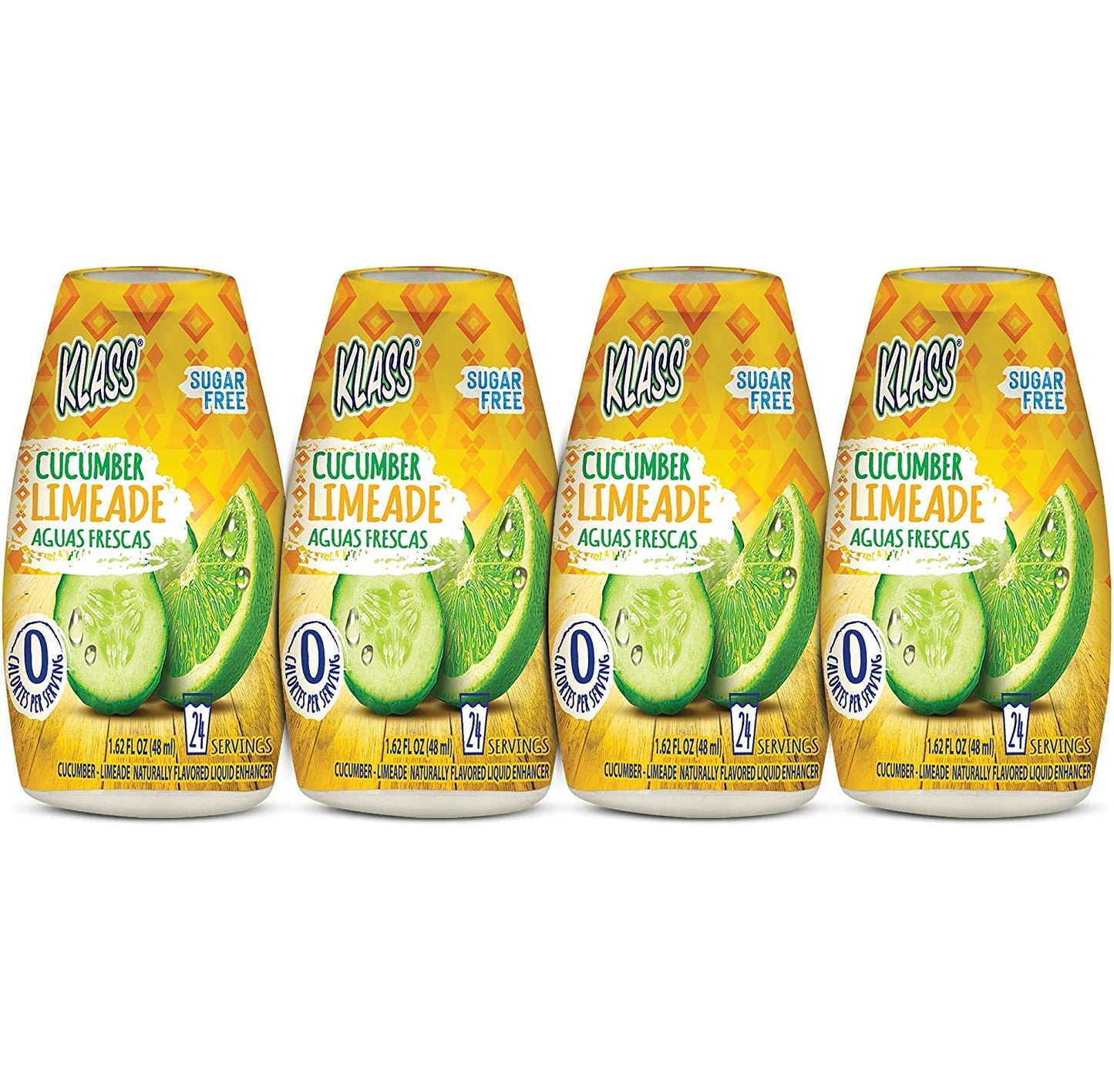 Klass Aguas Frescas Liquid Water Enhancer Sugar-Free Naturally Flavored Cucumber-Limeade Keto Friendly|1.62 Oz Pack of 4 (Makes 24 Servings Each) 0 Calories per Serving