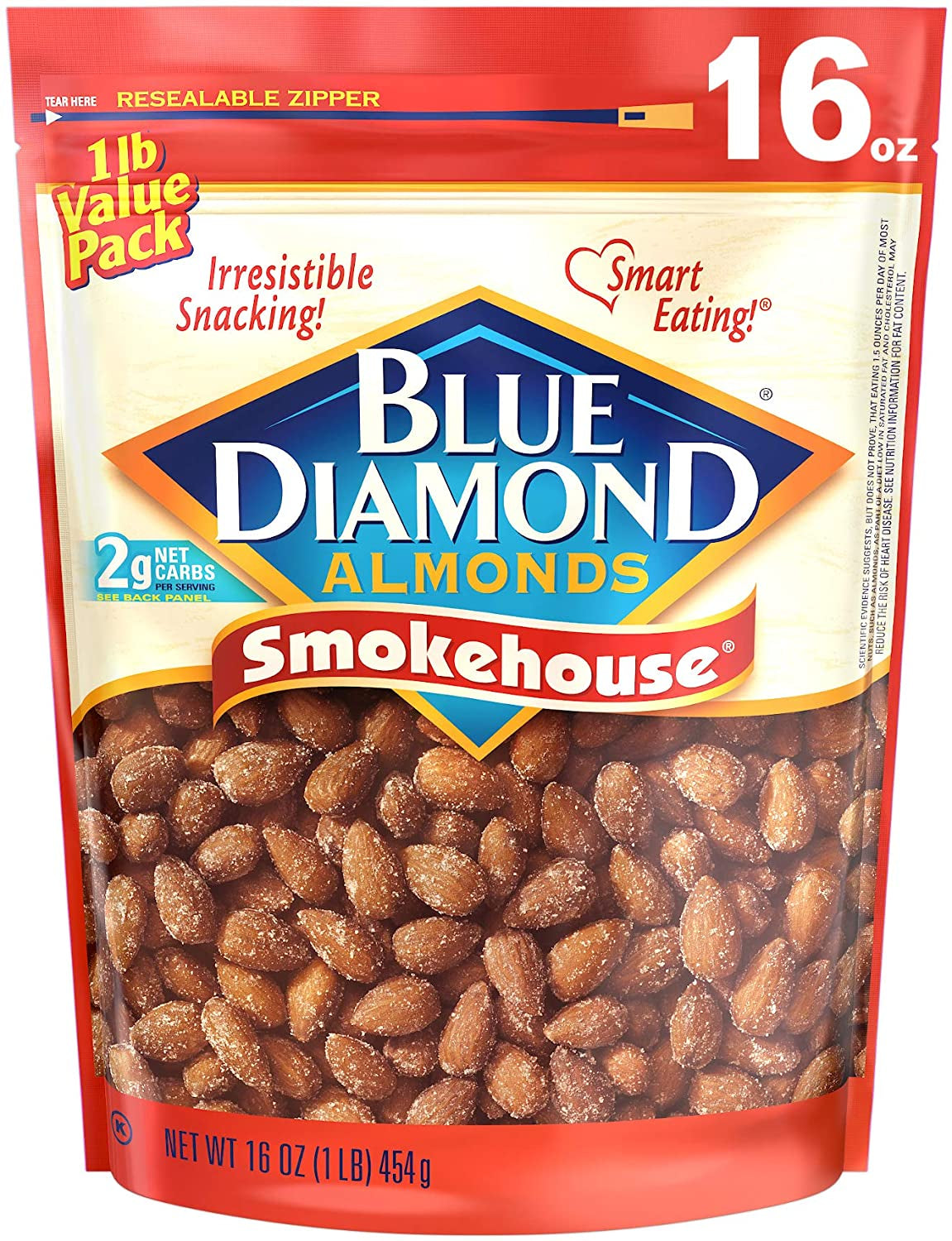 Blue Diamond Almonds Gluten Free Smokehouse Flavored Snack Nuts, 16 Oz Resealable Bag (Pack of 1)