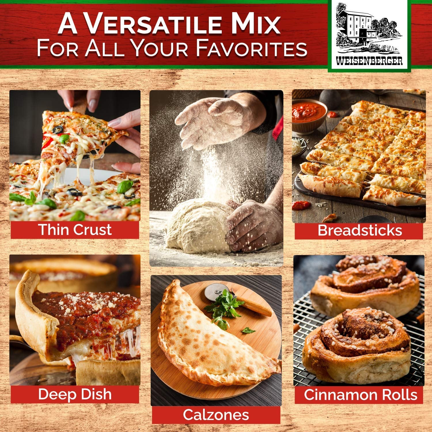 Pizza Crust Mix - Pizza Dough Mix for Homemade Pizza - Pizza Flour Mix for Pizza Crust Dough in Minutes - Premade Pizza Dough Fresh Ingredients, No Preservatives - 6.5 Oz, 12 Pack