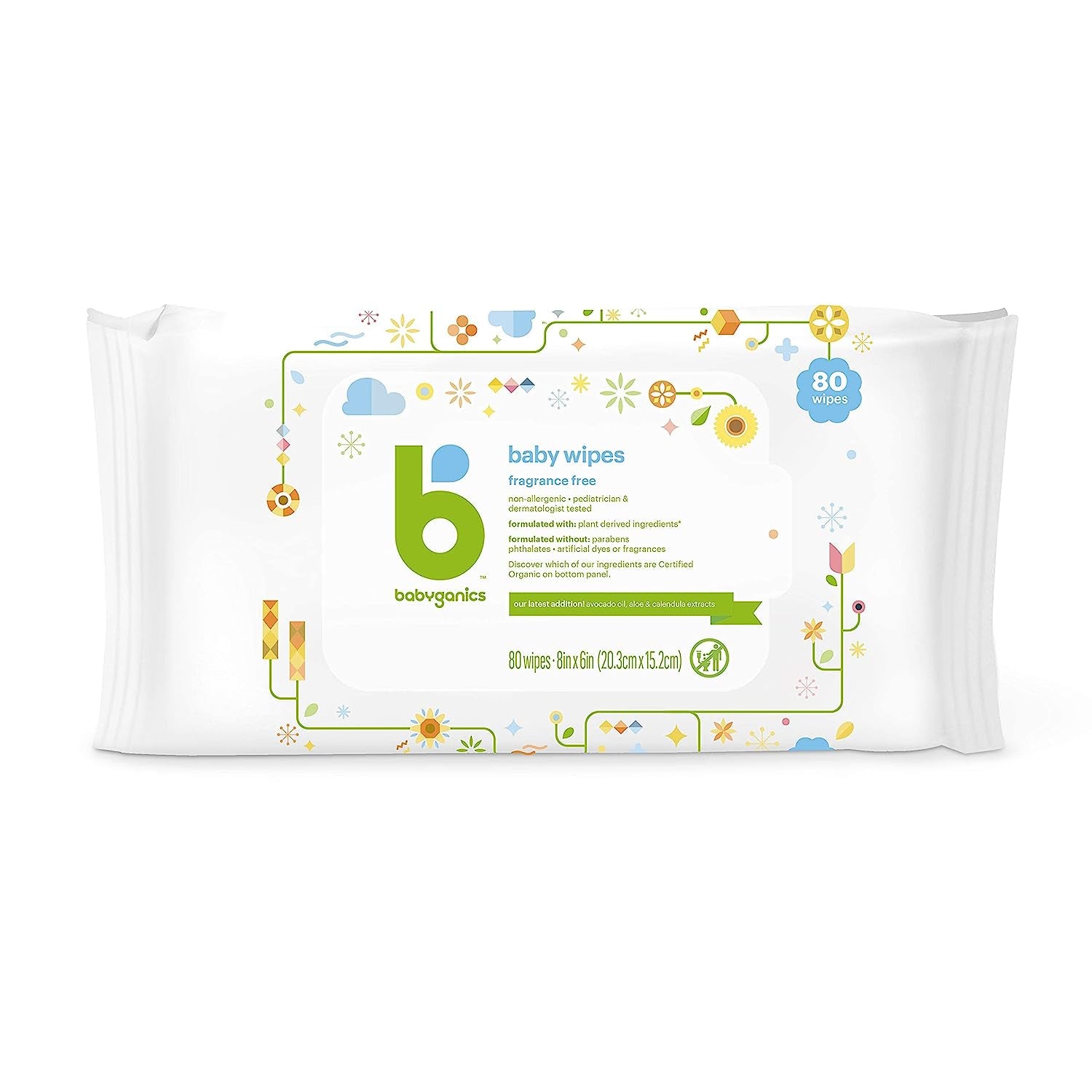 Baby Wipes,  Unscented Diaper Wipes , 400 Count, (5 Packs of 80), Non-Allergenic and Formulated with Plant Derived Ingredients