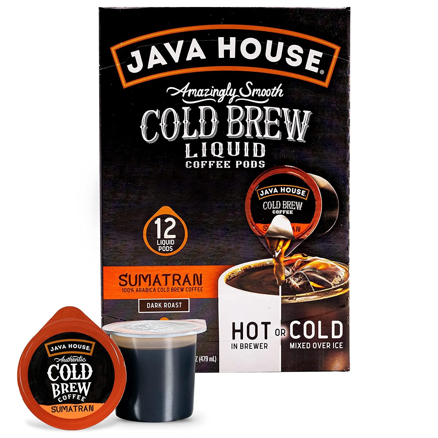 Java House Cold Brew Coffee Concentrate Single Serve Liquid Pods, Sumatran, 12 Count…