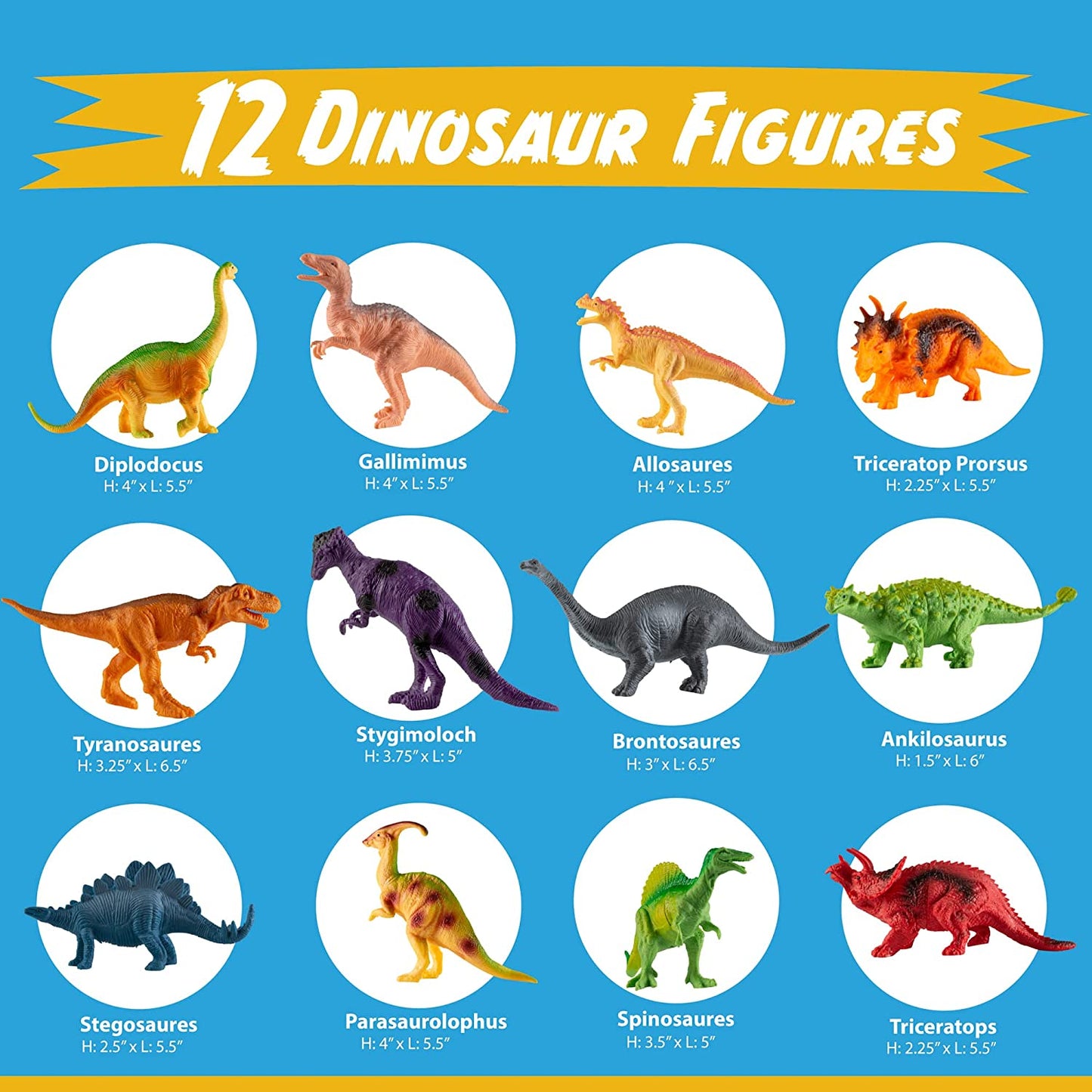 Dinosaur Toys for Kids Toys - 12 7-Inch Realistic Dinosaurs Figures with Storage Box | Kids Dinosaur Toys | Toddler Dinosaur Toy | Dinosaur Toys for Kids 3-5 5-7 | Dino Toys Kid Toys Toddler Boy Toys