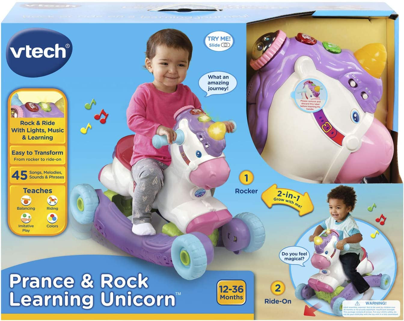 Vtech Prance and Rock Learning Unicorn, Multicolor, 12 to 36 Months