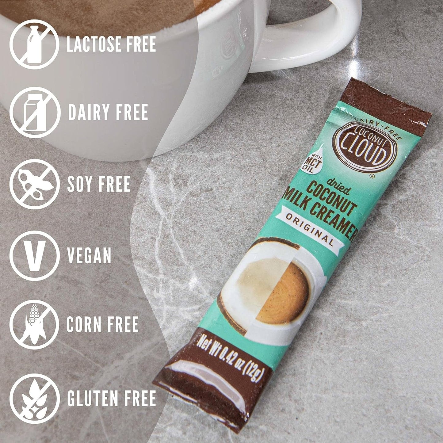 Coconut Cloud: Dairy-Free Coffee Creamer | Minimally Processed, Shelf Stable. Made from Coconut Powdered Milk. | Vegan, Gluten Free, Non-Gmo. (Home, Office, Travel), Creamers (Original - 20 Sticks)