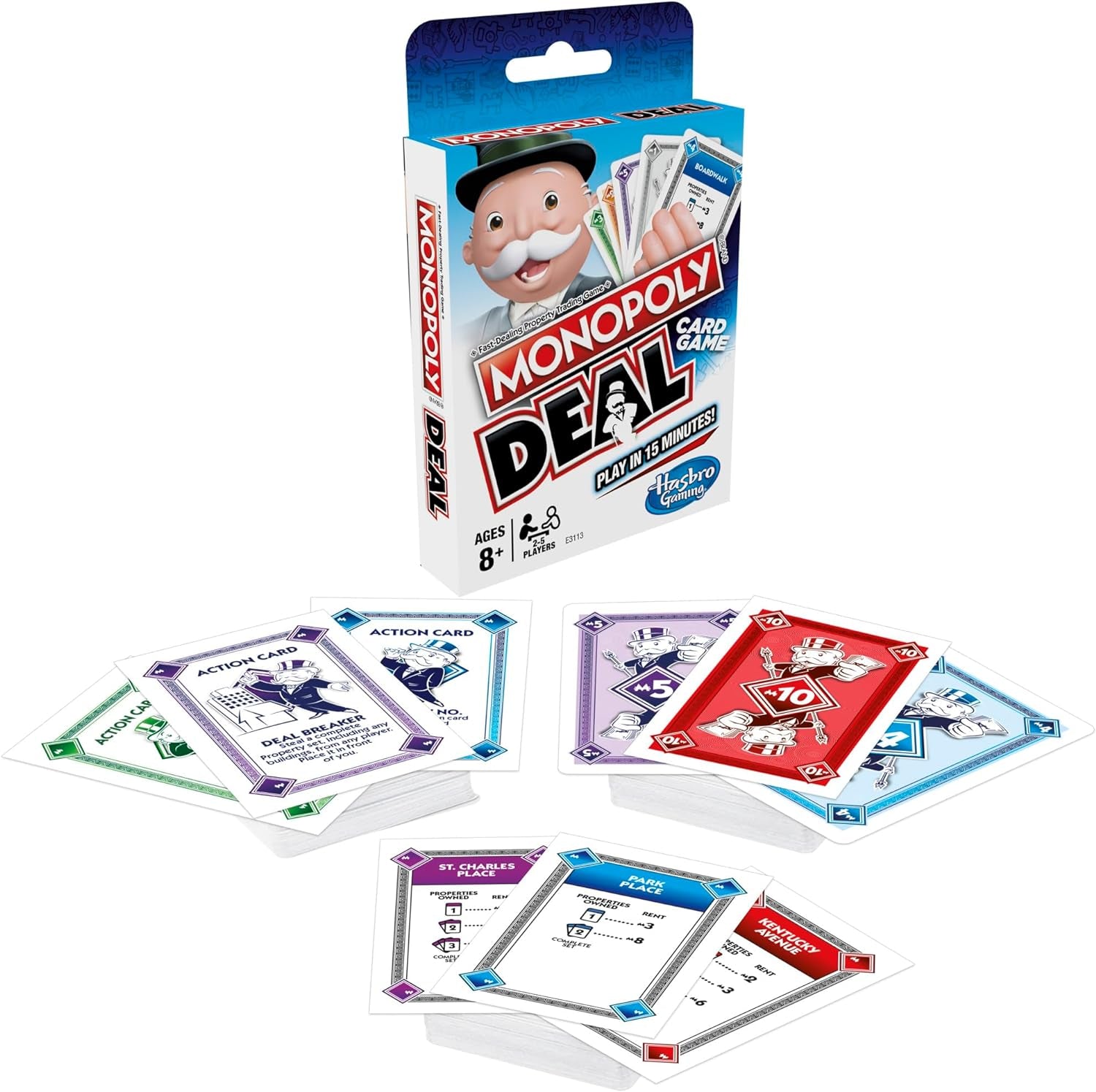 Monopoly Deal Quick-Playing Card Game for Families, Kids Ages 8 and up and 2-5 Players