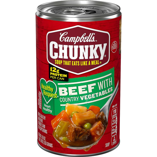 Campbell’S Chunky Healthy Request Soup, Beef Soup with Country Vegetables, 18.8 Oz Can