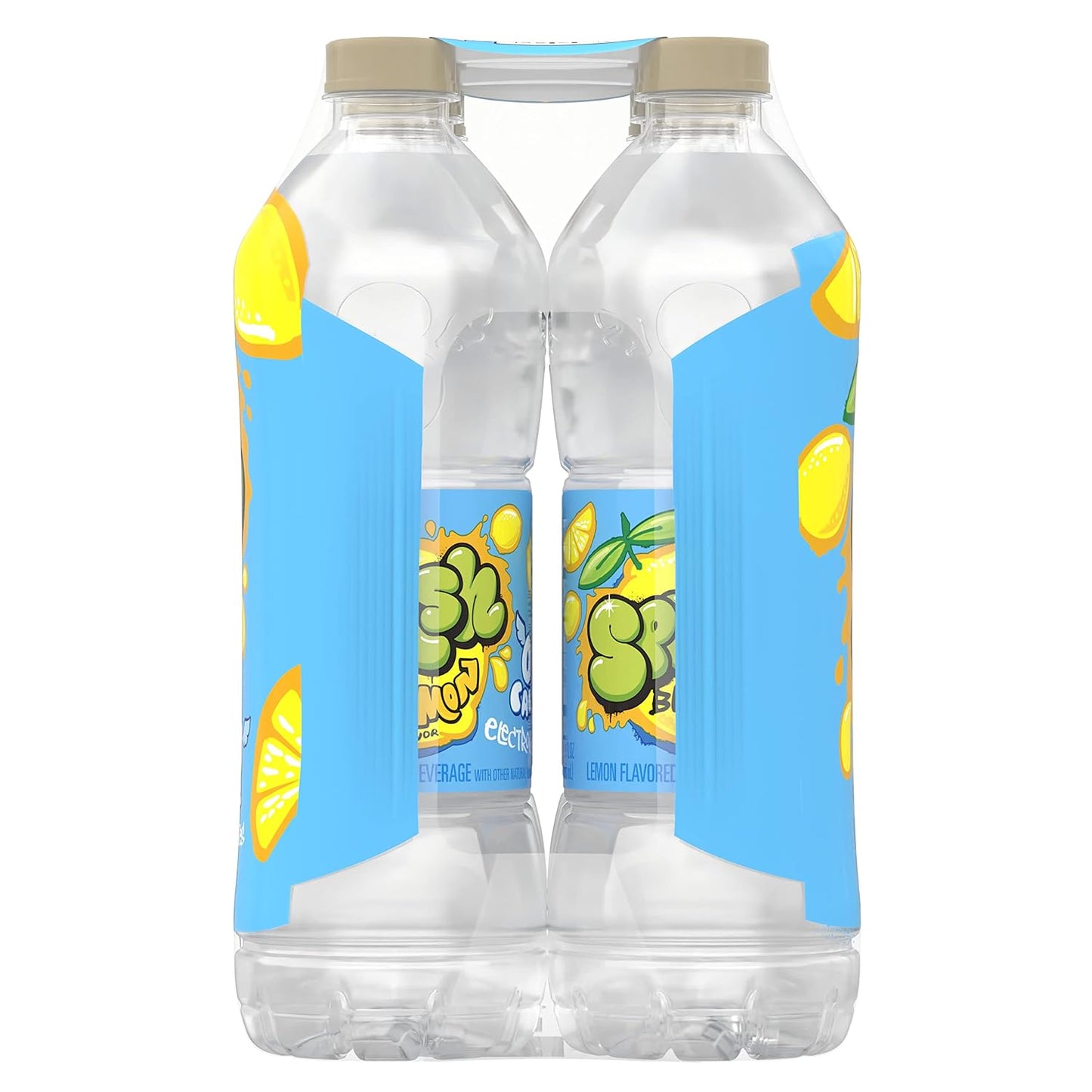 Splash Blast, Flavored Water Beverage, Lemon Flavor, 16.9 Fl Oz Plastic Bottles, 6 Pack