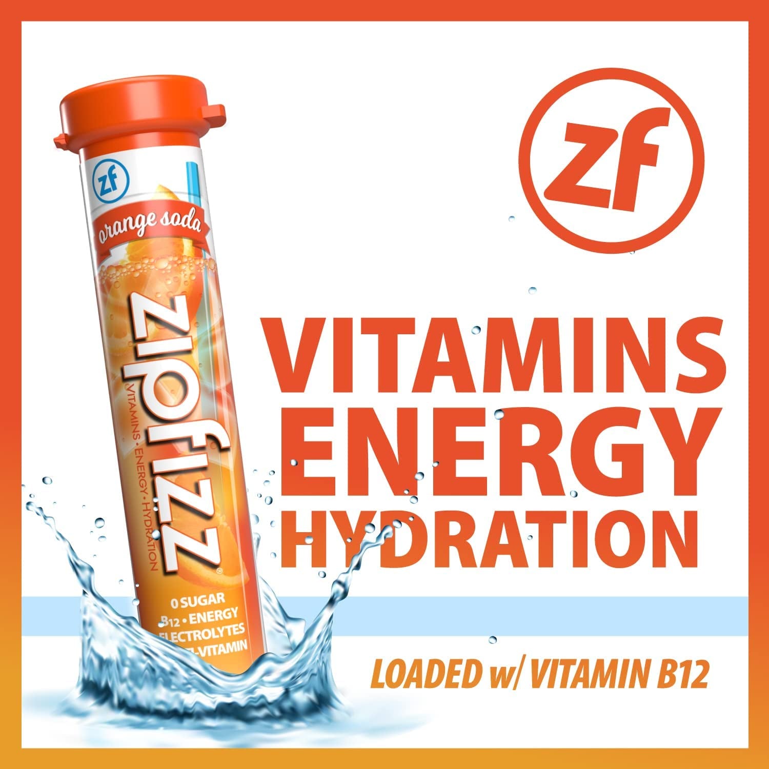 Energy Drink Mix, Electrolyte Hydration Powder with B12 and Multi Vitamin, Orange Soda (20 Pack)