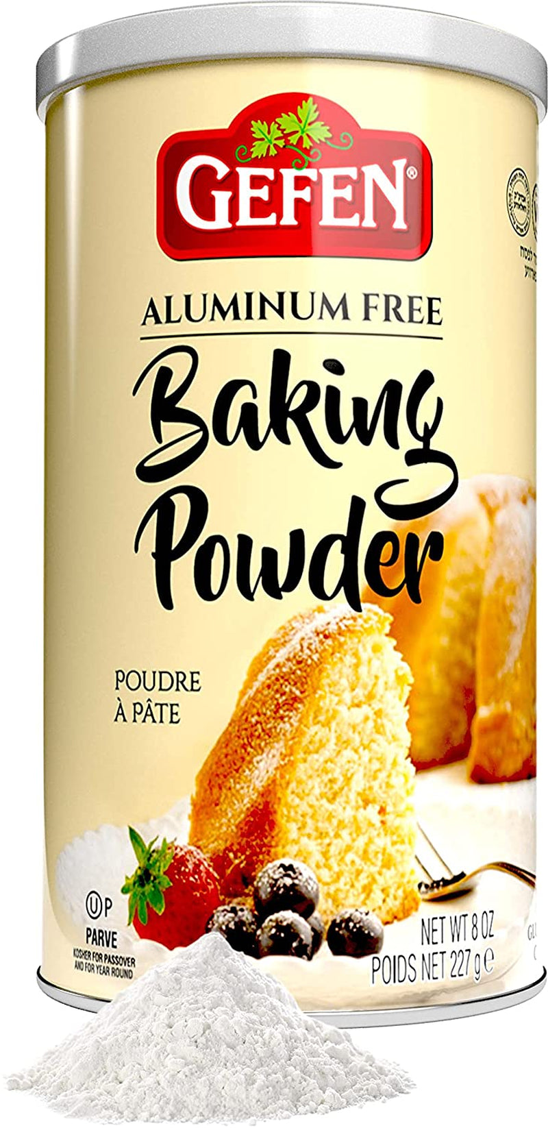 Gefen Baking Powder, 8Oz Resealable Container, Gluten Free, Aluminum Free, Cornstarch Free