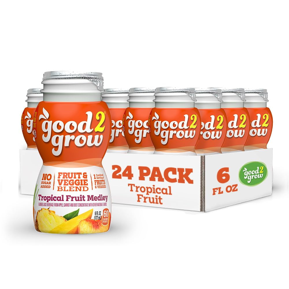 Good2Grow Tropical Fruit Medley Juice 24-Pack of 6-Ounce Bpa-Free Juice Bottles, Non-Gmo with Full Serving of Fruits and Vegetables. SPILL PROOF TOPS NOT INCLUDED (Pack of 24)