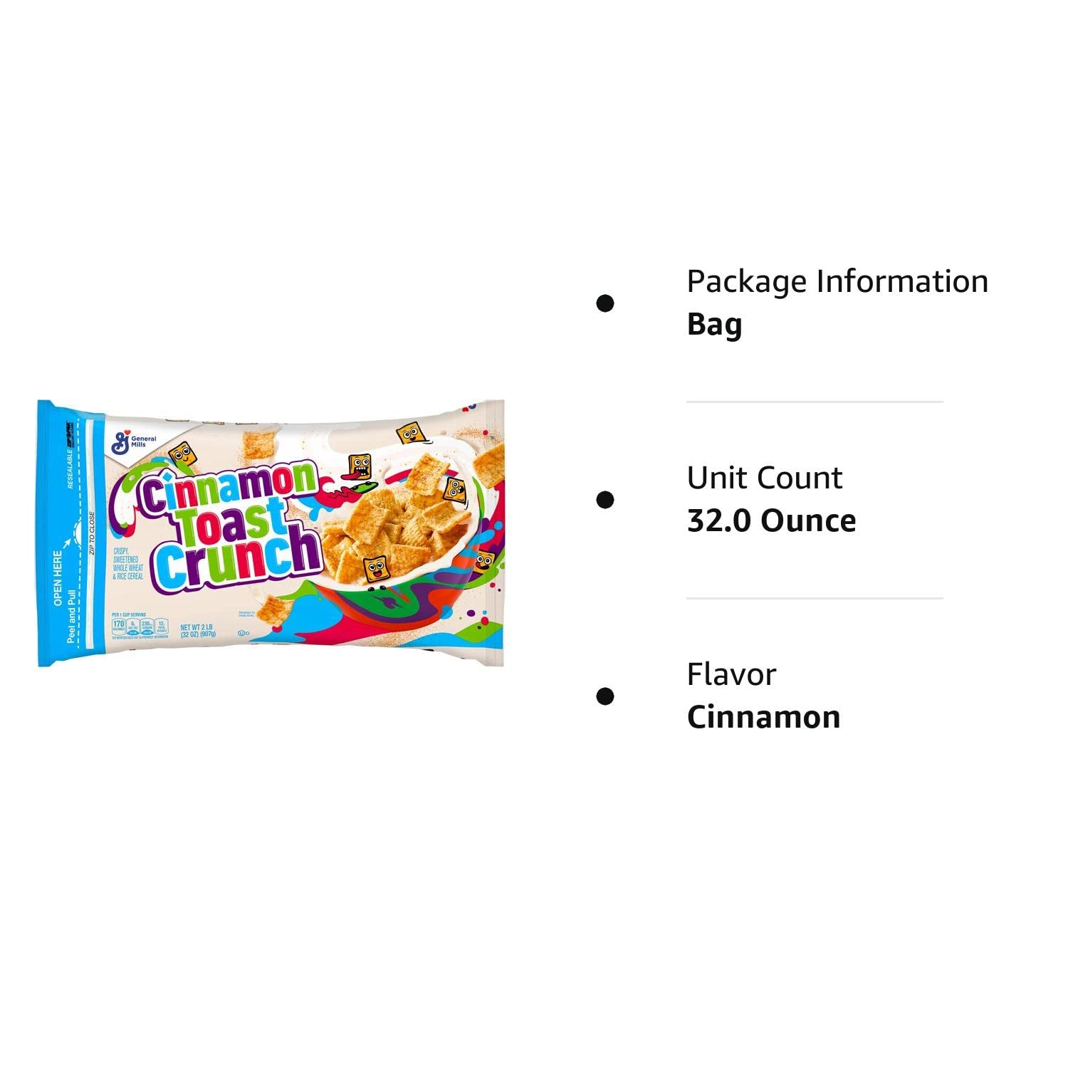 Cinnamon Toast Crunch Breakfast Cereal, 32 OZ Cereal Bag