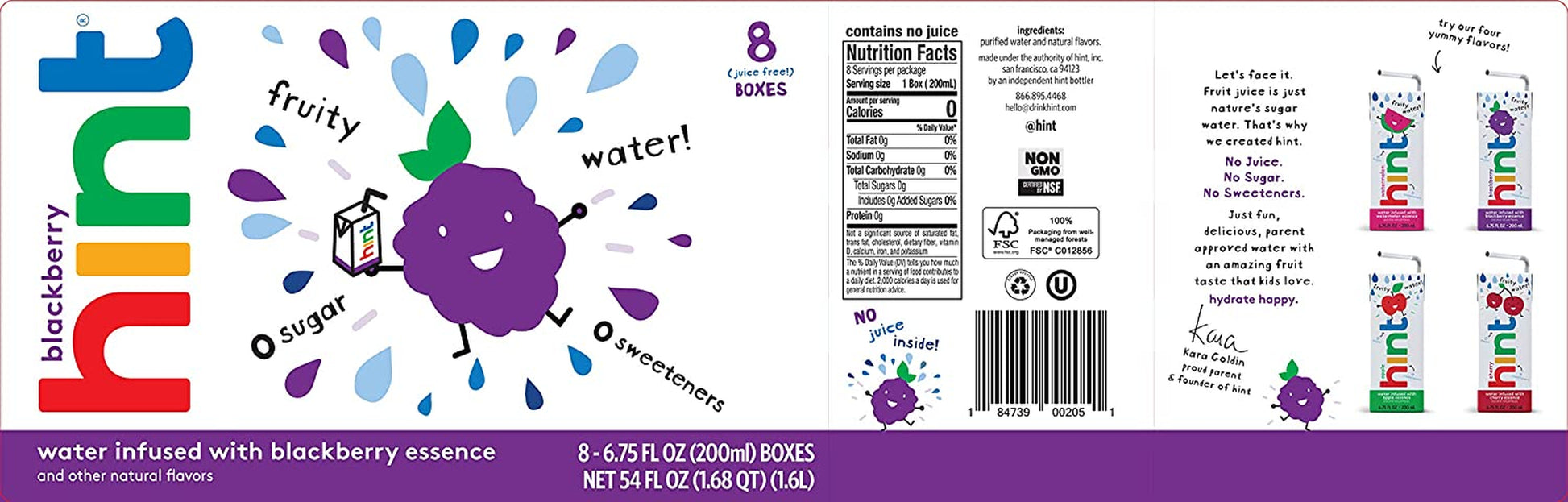 Hint Kids Water Blackberry (Pack of 32), 6.75 Ounce Boxes, Pure Water Infused Blackberry, Zero Sugar, Zero Calories, Zero Sweeteners, Zero Preservatives, Zero Artificial Flavors