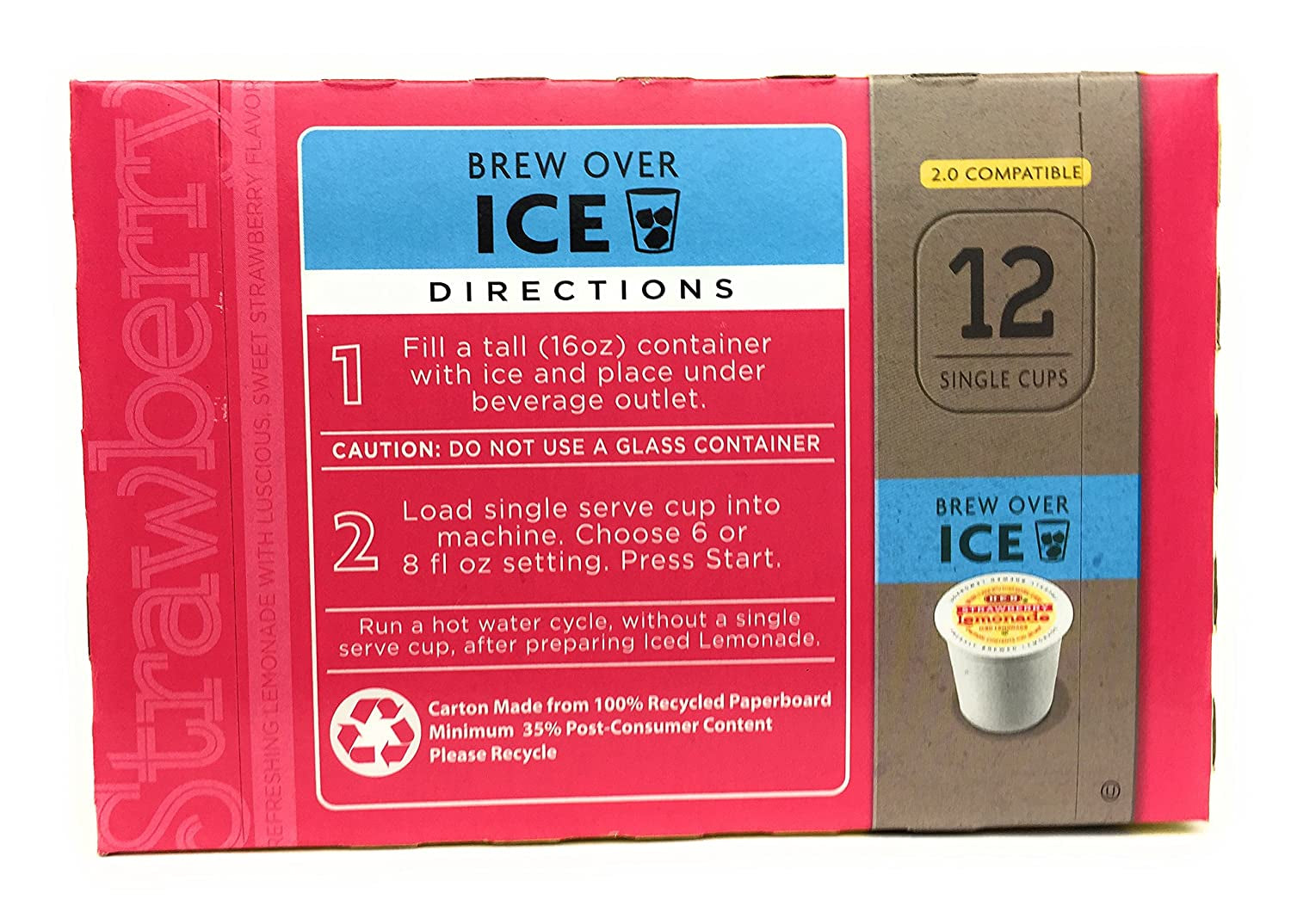 HEB Brew over Ice, Strawberry Lemonade Single Serve Cups Compatible with Keurig 2.0, 12 Cts